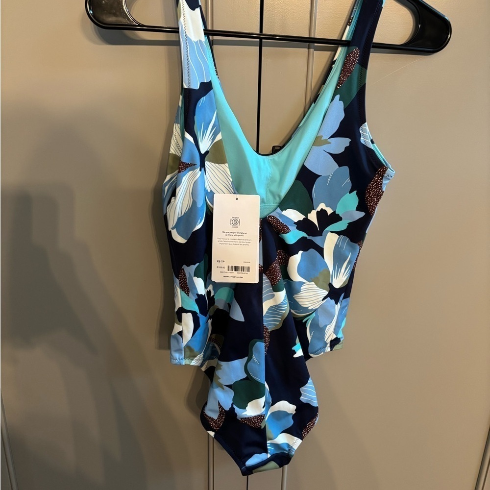 NWT Athleta Seychelles hero bloom dress blue one piece swimsuit XS - Picture 4 of 9